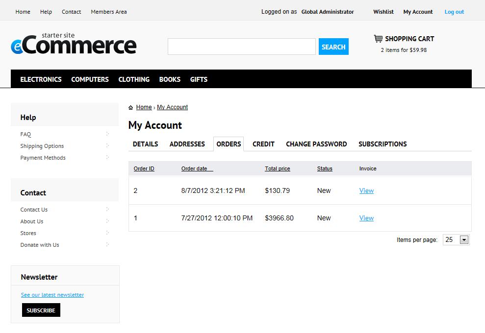 Customer account